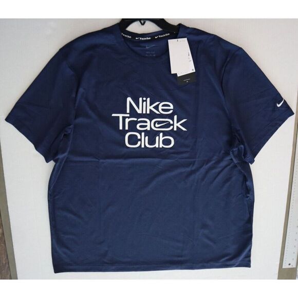Nike Dri-Fit FB5512-410 Men's Sz 2XL Dark Blue Track Club S/S Running T-Shirt - Picture 6 of 8